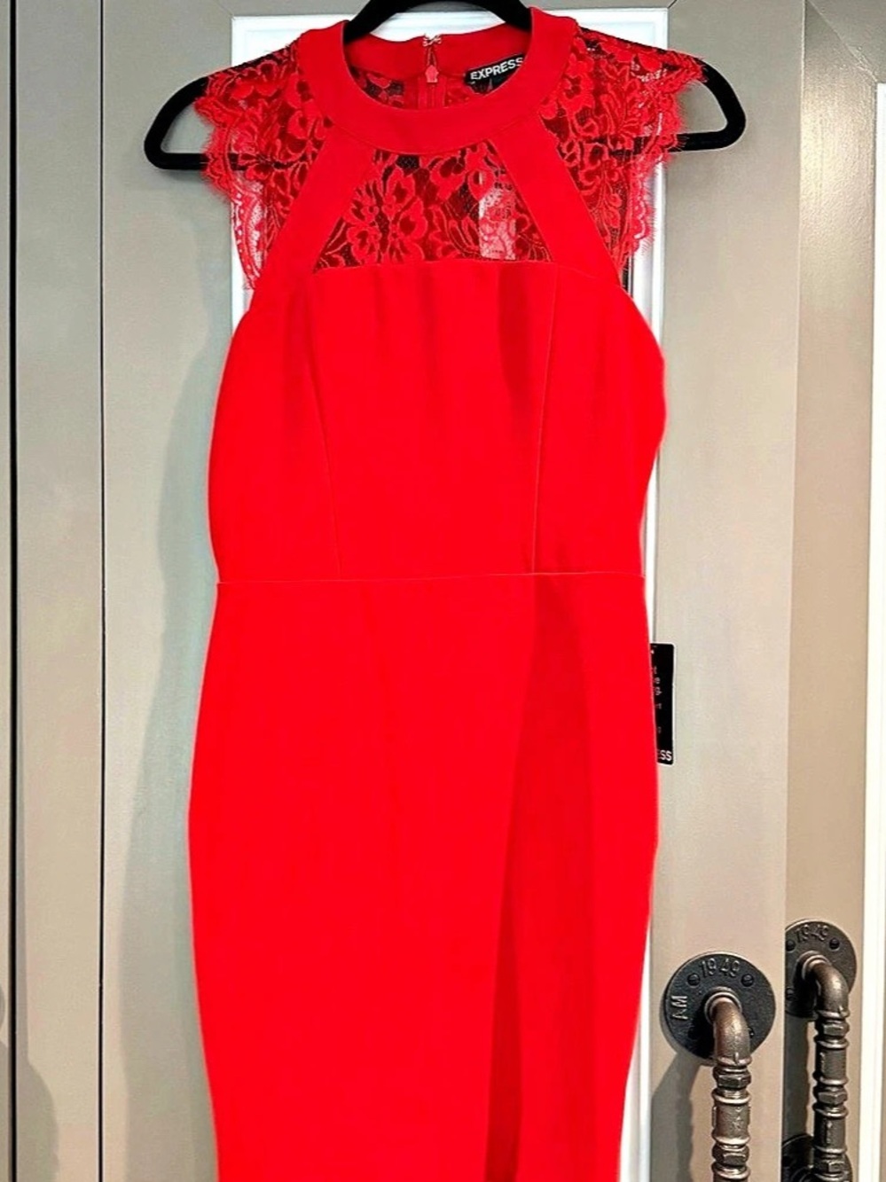 Express Red Lace Sheath Dress